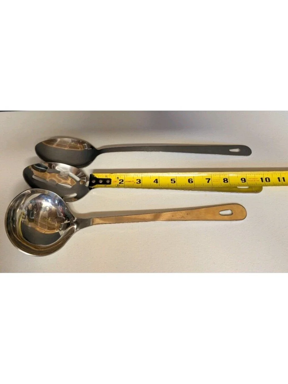 India Made Stainless Steel Buffet Set W/Slotted Spoon,Basting Spoon,Soup Ladle